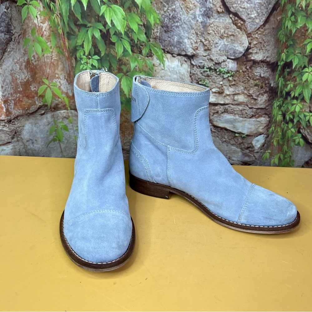 ILSE JACOBSEN Cloudy Blue Suede Leather Back Zip Ankle Boots, 37 - Picture 8 of 16